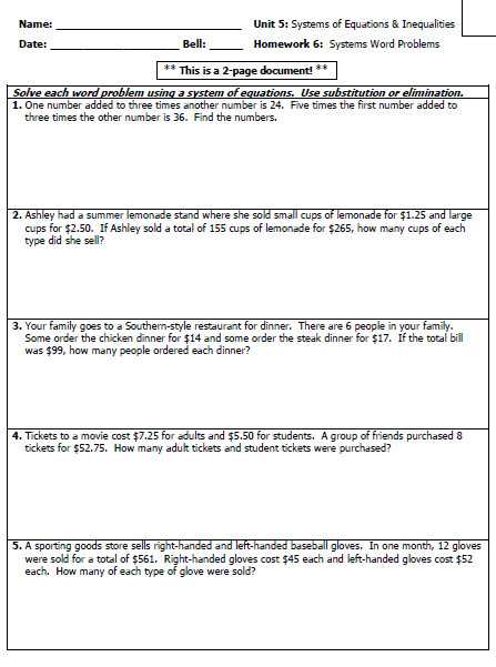 Systems Word Problems Worksheet as Well as System Equations Word Problems Worksheet