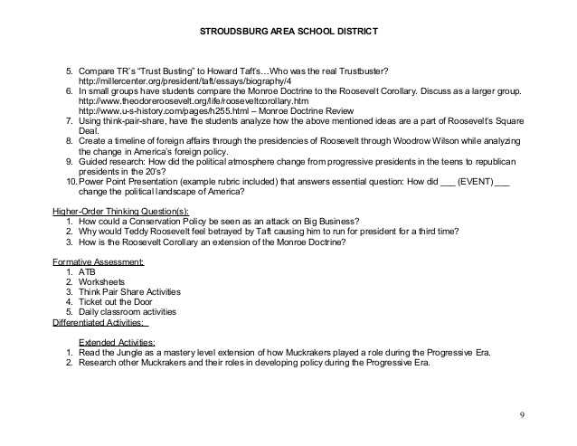 Teddy Roosevelt Square Deal Worksheet Also 20th Century Am History Cp