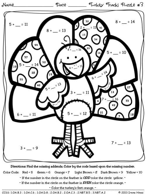 Thanksgiving Color by Number Addition Worksheets and Printable Coloring Math Worksheets Best Color Subtraction