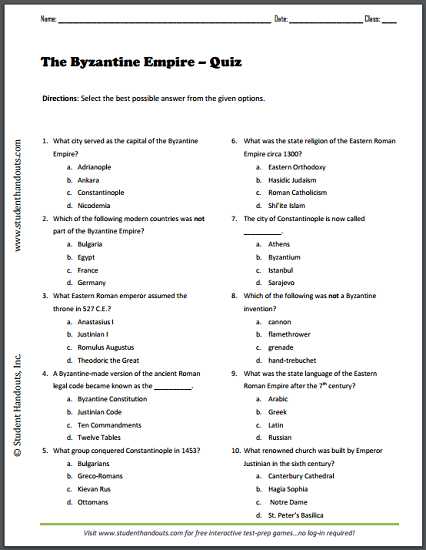 The byzantine Empire Worksheet Also Pop Quiz Make Your Students Dreams E True with This Free