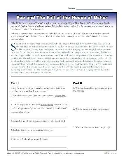 The Cask Of Amontillado Worksheet Answers Along with the Cask Amontillado Worksheet Answers for Objective Stunning the