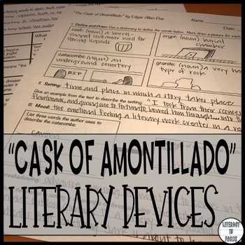 The Cask Of Amontillado Worksheet together with Literary Devices Worksheet Teaching Resources