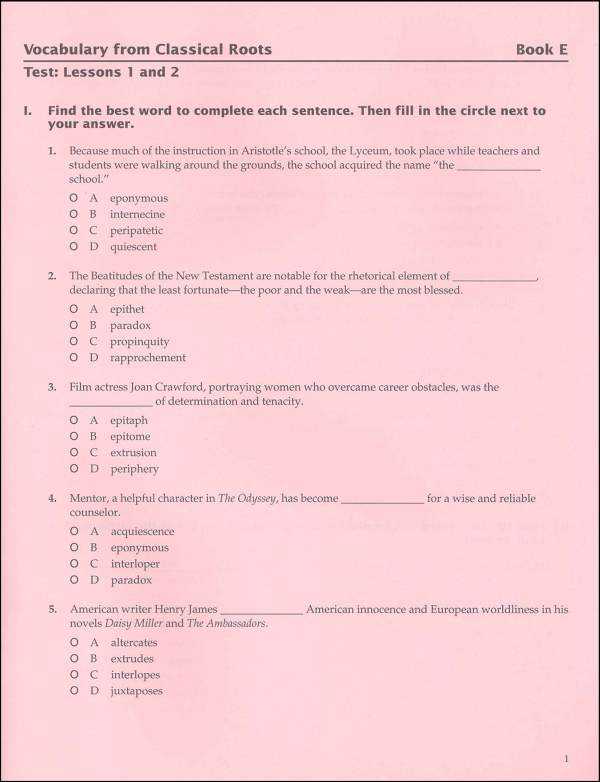 The Interlopers Worksheet Answers as Well as Vocabulary From Classical Roots E Test & Key Details
