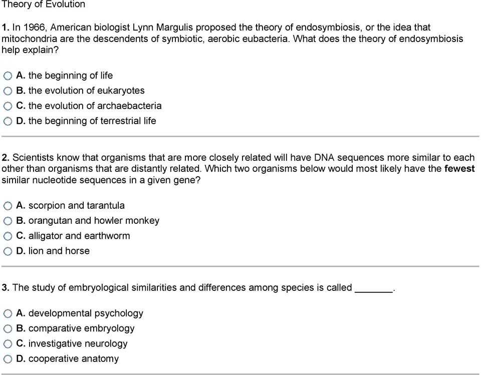 The theory Of Evolution Chapter 15 Worksheet Answers Along with theory Of Evolution A the Beginning Of Life B the Evolution Of