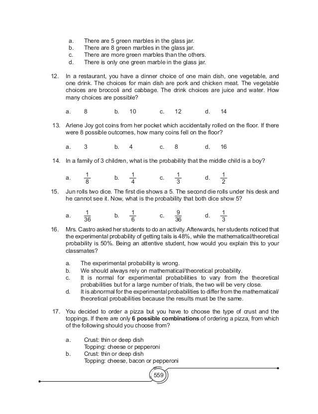 Theoretical and Experimental Probability Worksheet Answers Also Mathematics 8 Basic Concepts Of Probability