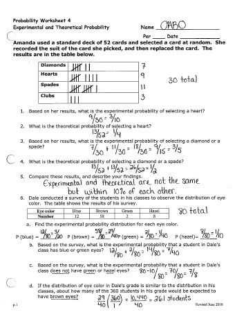 Theoretical and Experimental Probability Worksheet Answers Also Probability Worksheet 4 Answers the Best Worksheets Image Collection