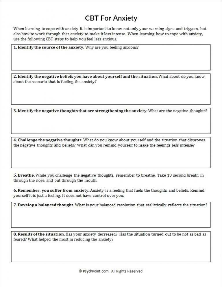 Thought Stopping Worksheet with Cbt for Anxiety Worksheet Return to therapy Pinterest