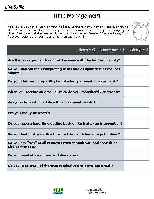 Time Management Worksheets for Highschool Students Also Time Management Worksheets for Students Worksheets for All