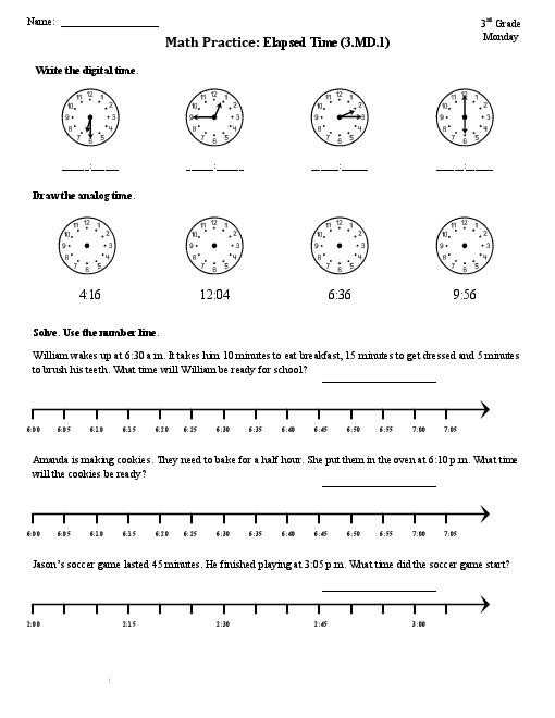 Time Worksheets Grade 3 as Well as Elapsed Time Worksheets
