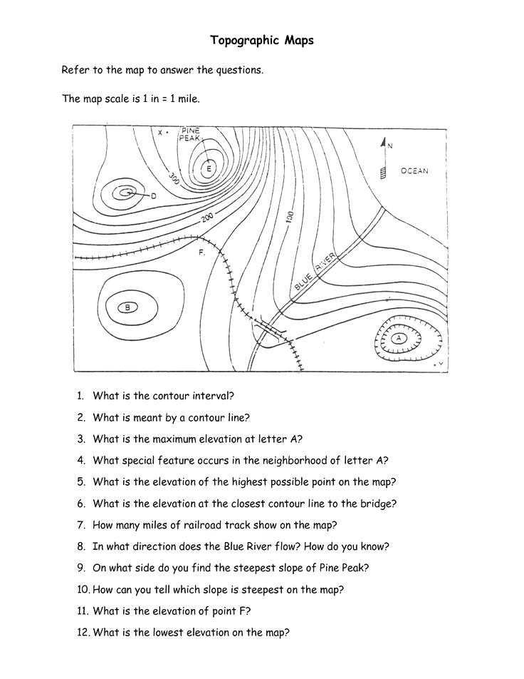 Topographic Map Worksheet Answers Along with topographic Map Reading Worksheet Answers for 6 Best