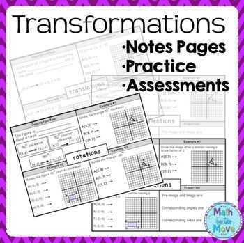Transformations Review Worksheet Also Transformations Notes Practice and assessments