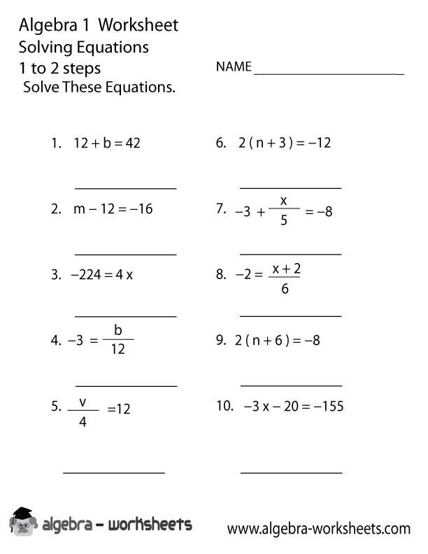 Transition to Algebra Worksheets Along with solving Equations Algebra 1 Worksheet