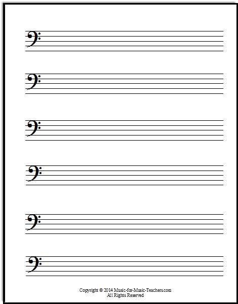 Treble Clef Ledger Lines Worksheet or Free Music Staff Paper for Bass Clef Music Pinterest