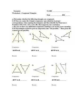 Triangle Congruence Practice Worksheet Along with Worksheet Answers for Geometry Kidz Activities
