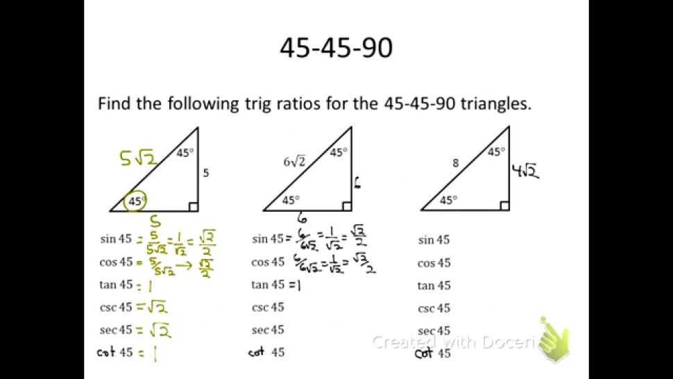Trigonometry Ratios In Right Triangles Worksheet Also Special Triangles Worksheet