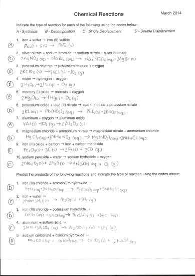 Types Of Chemical Reaction Worksheet Ch 7 Answers and Best Types Chemical Reactions Worksheet New Worksheet 4 Single