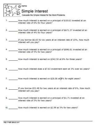 Unit Rate Worksheet 7th Grade Along with Simple Interest Worksheets with Answers