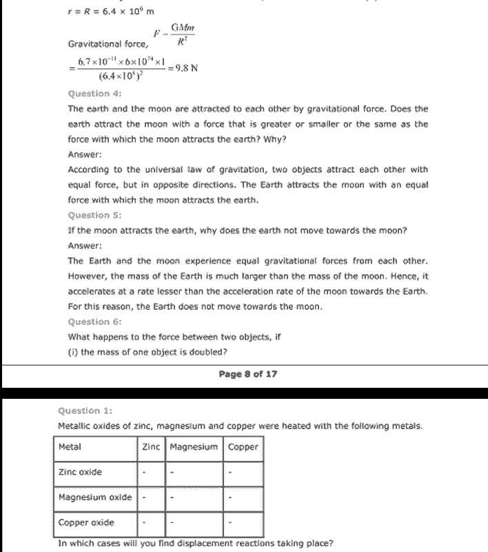 Universal Gravitation Worksheet Physics Classroom Answers and Ncert solutions for Class 9 English Moments