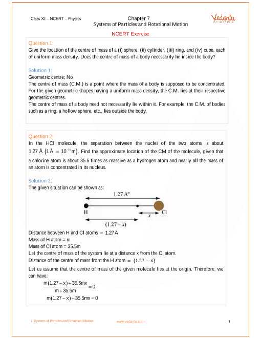 Universal Gravitation Worksheet Physics Classroom Answers with Ncert solutions for Class 11 Physics Chapter 7 Systems Of Particles