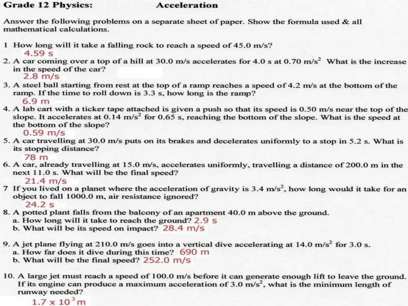 Velocity Acceleration Worksheets Answer Key or Speed Velocity and Acceleration Worksheet with Answers Gallery