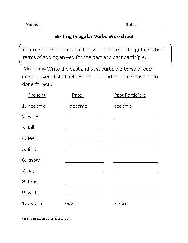 Verb Worksheets 1st Grade together with Irregular Verbs Worksheets for 1st Grade