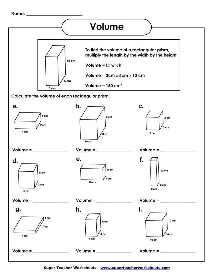 Volume Of A Cylinder Worksheet Also Volume Of Rectangular Prism Worksheet