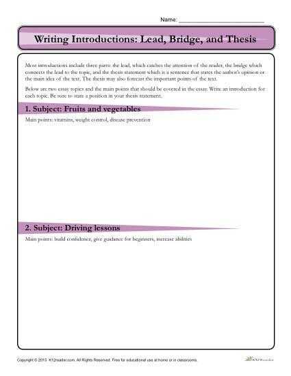 Warm Up to Paradox Worksheet Answers Also How to Write An Introduction Lead Bridge and thesis Activity
