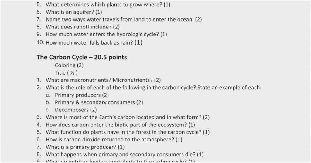 Water Carbon and Nitrogen Cycle Worksheet Answers or Nitrogen Cycle Worksheet Middle School Worksheet Math for Kids
