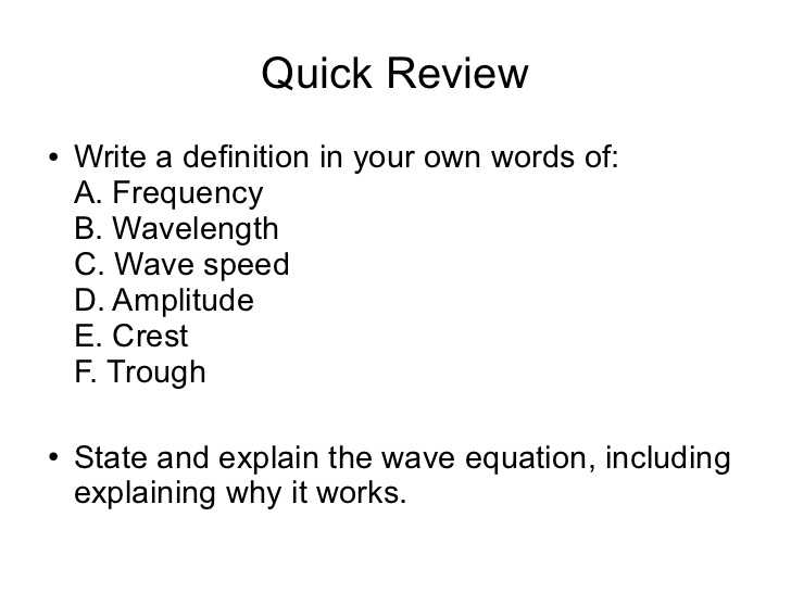 Waves Review Worksheet Answer Key together with Waves Grade 10 Physics 2012