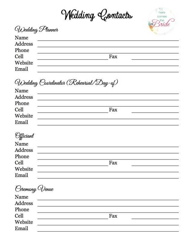 Wedding Flower Planning Worksheet as Well as Wedding Planning Vendor Contact List