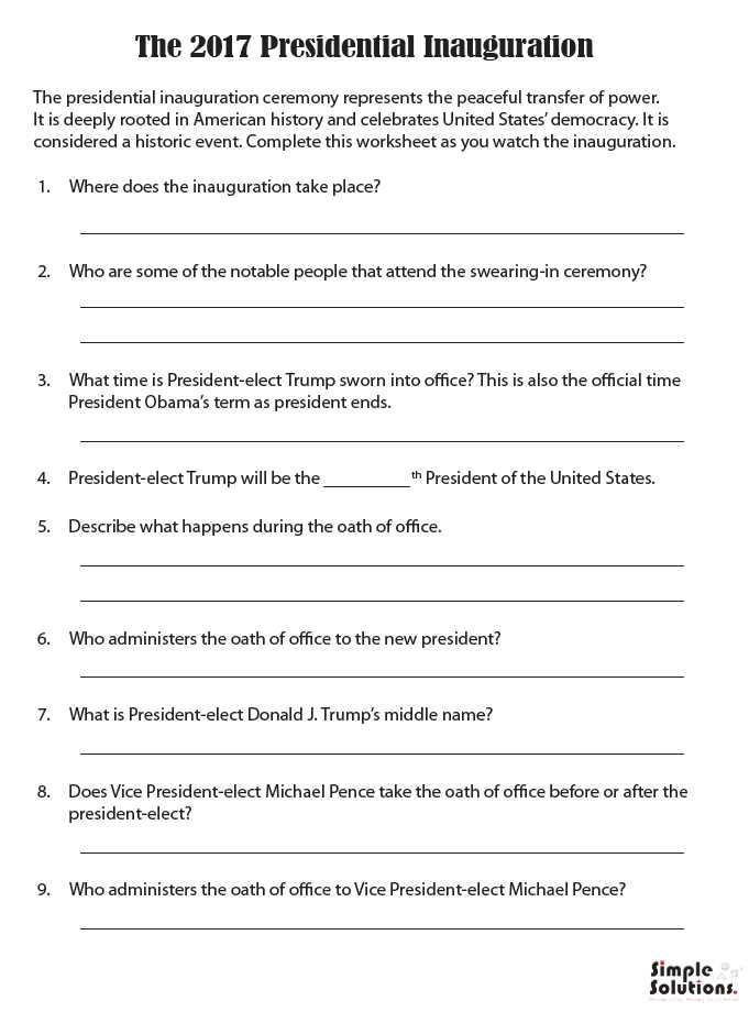 Will Preparation Worksheet Also to Make the Inauguration A Little More Exciting for Students why