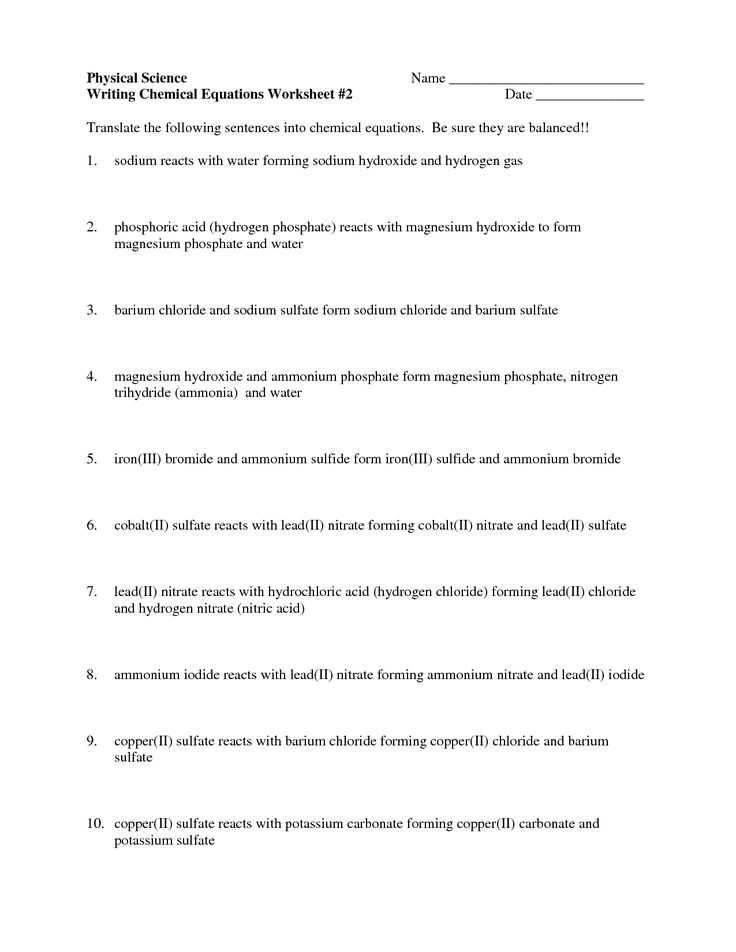 Word Equations Chemistry Worksheet with Unique Balancing Chemical Equations Worksheet Inspirational