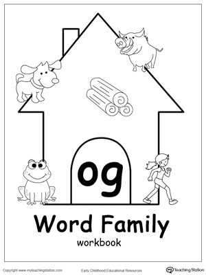 Word Family Worksheets Kindergarten Also Og Word Family Workbook for Kindergarten