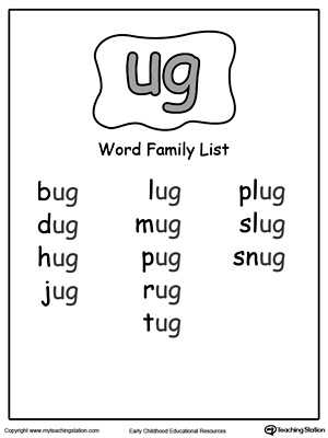 Word Family Worksheets Kindergarten and Ar Word Family List