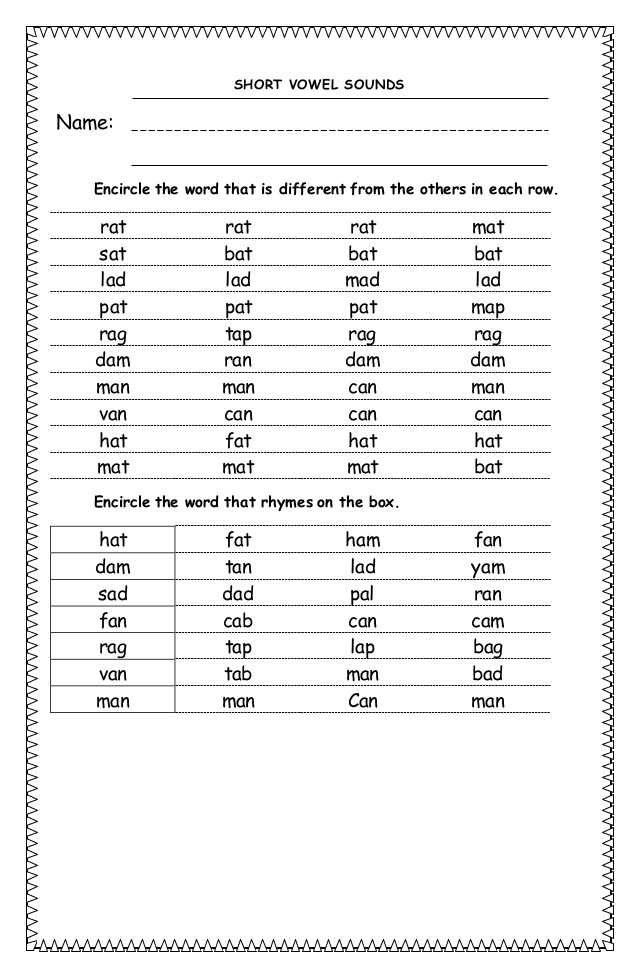 Words with the Same Vowel sound Worksheets Also Short Vowel sounds Worksheets