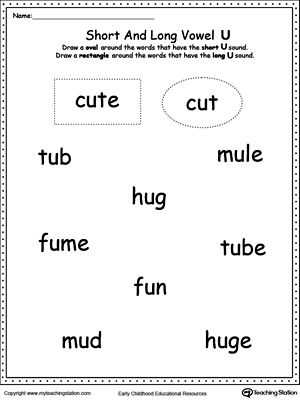 Words with the Same Vowel sound Worksheets Also Vowels Short or Long U sound Words