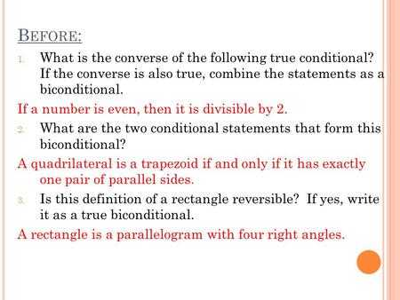 Worksheet 2.4 Biconditional Statements Answers with 2 5 Reasoning In Algebra and Geometry Ppt Video Online