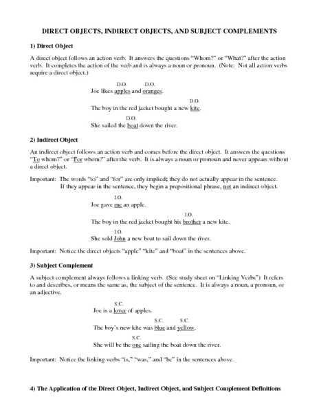 Worksheet 2 Direct Object Pronouns Answer Key or Direct Object and Indirect Object Worksheets Worksheets for All