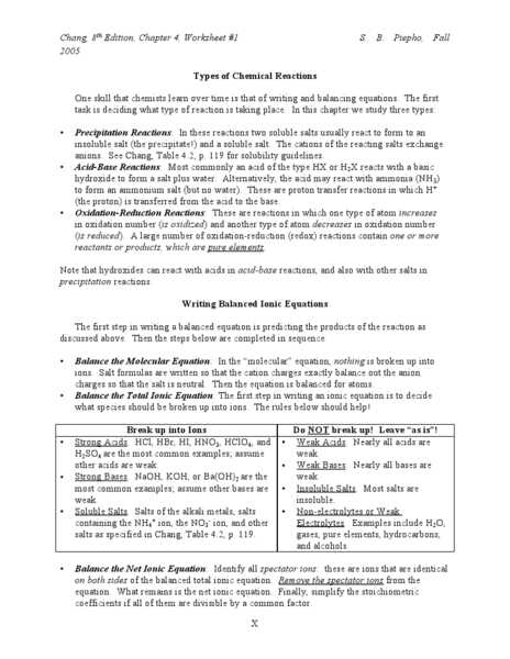 Worksheet 3 Balancing Equations and Identifying Types Of Reactions Answers and Types Of Chemical Reactions Worksheet Lesson Planet
