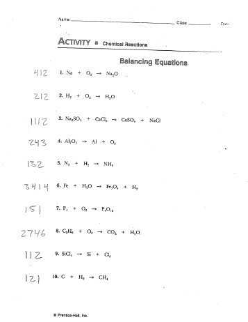 Worksheet 3 Balancing Equations and Identifying Types Of Reactions Answers or Chapter 8 Balancing Equations Set 3