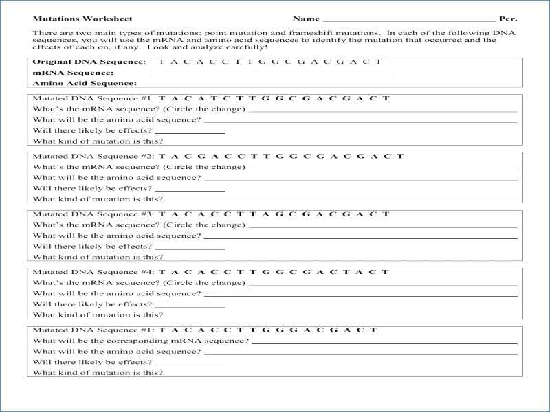 Worksheet Mutations Practice Answer Key Also Gene and Chromosome Mutation Worksheet Choice Image Worksheet Math