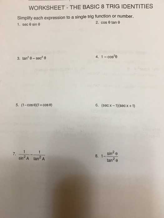 Worksheet the Basic 8 Trig Identities as Well as Trigonometry Archive January 10 2018