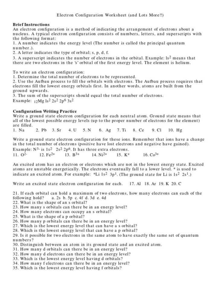 Writing Electron Configuration Worksheet Answers as Well as Electron Configuration Worksheet Answers