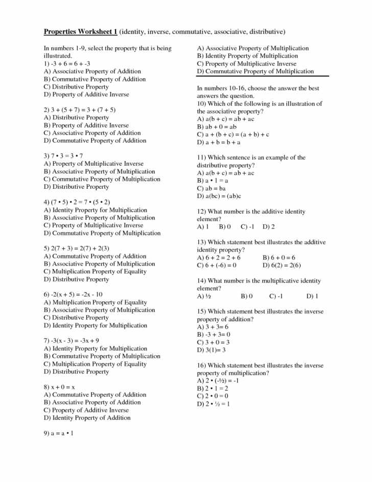 Zero Product Property Worksheet and Additions associative Property Addition Worksheets 4th Grade