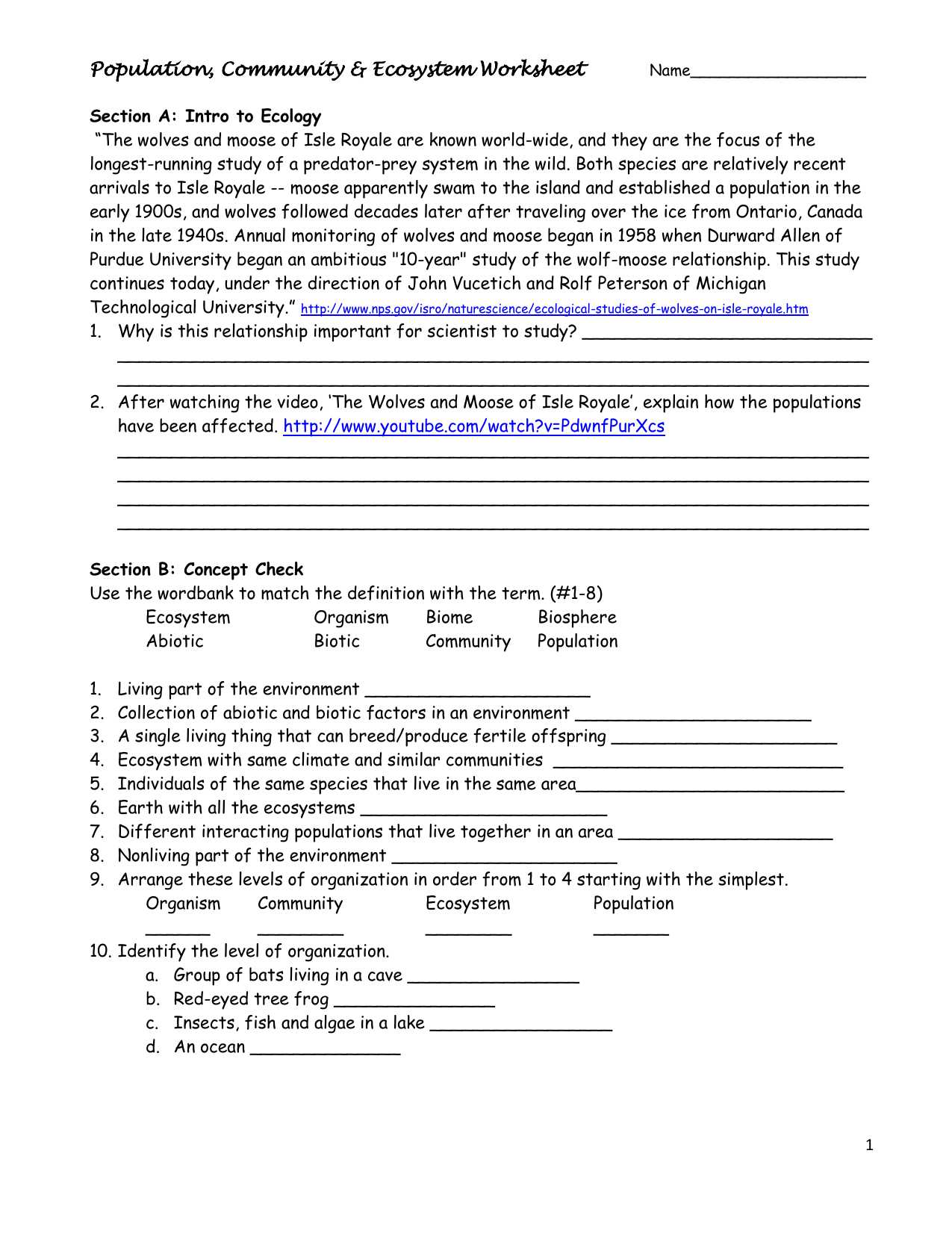 6th Grade Science Worksheets with Answer Key and Population Munity & Ecosystem Worksheet