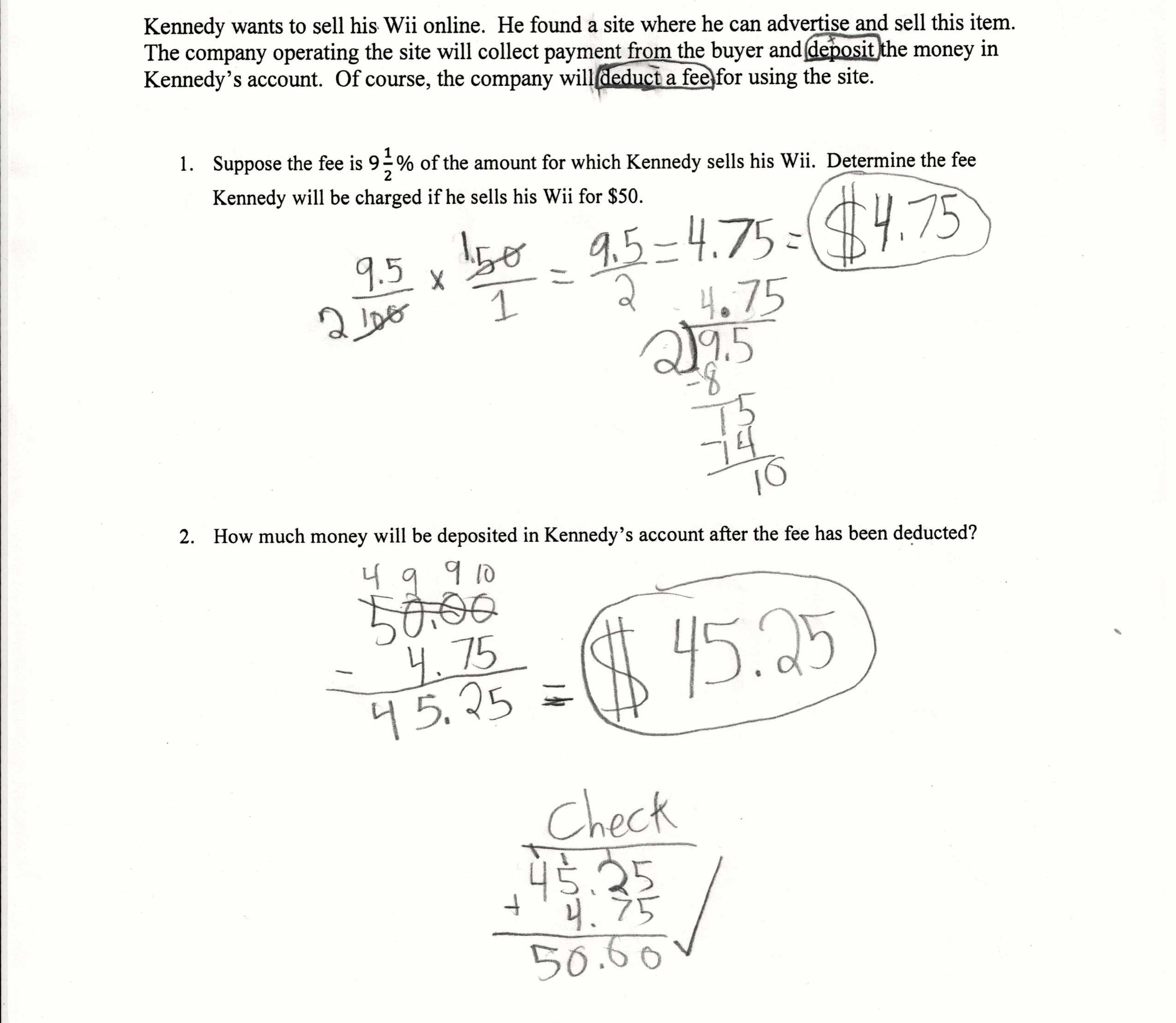 7th Grade Proportions Worksheet Along with Finding Fees Students are asked to Plete A Multi Step Percent