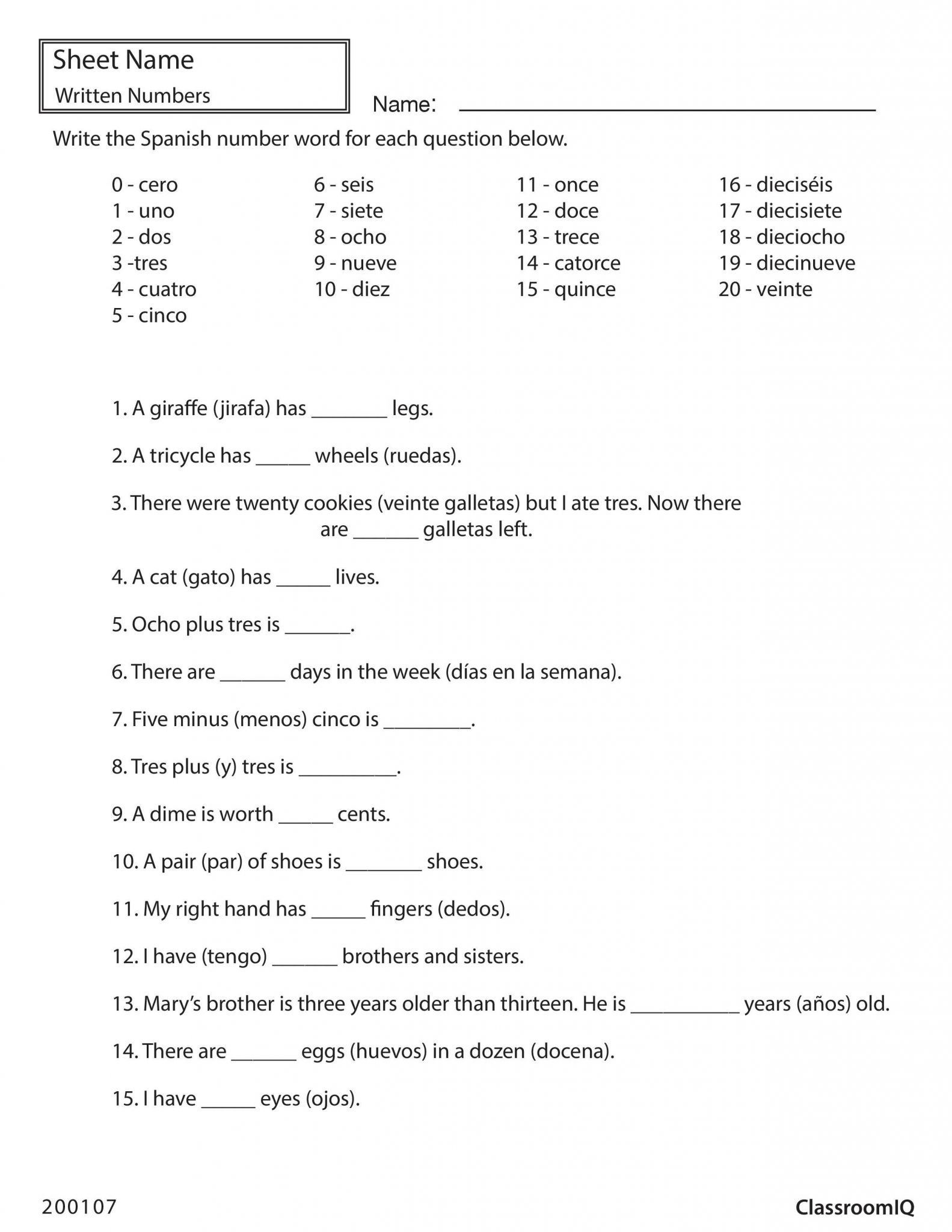 9th Grade Spanish Worksheets together with Math Worksheets In Spanish