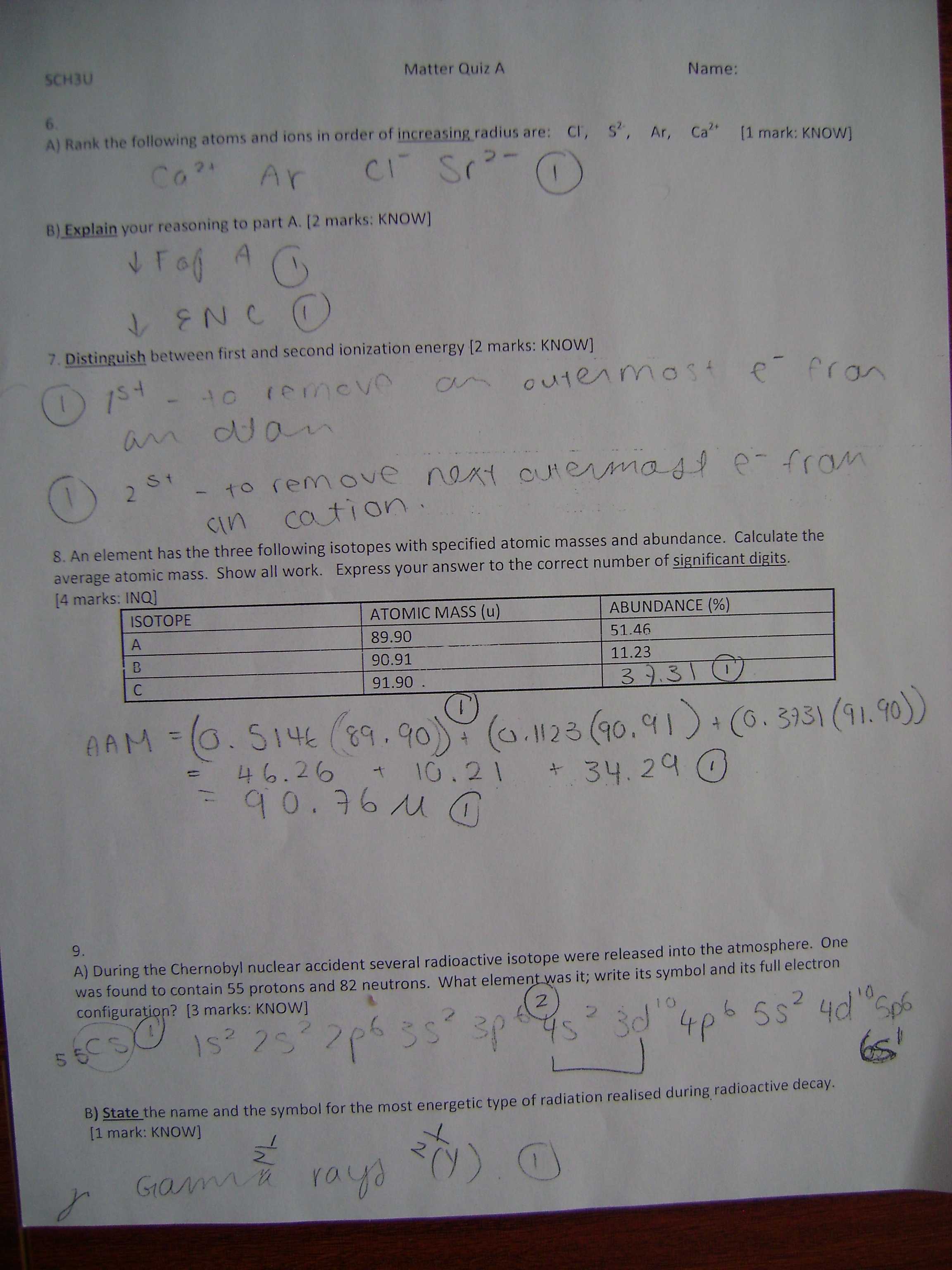 Abundance Of isotopes Chem Worksheet 4 3 with Wilsonsch3u 07 2013 Unit 2 Matter