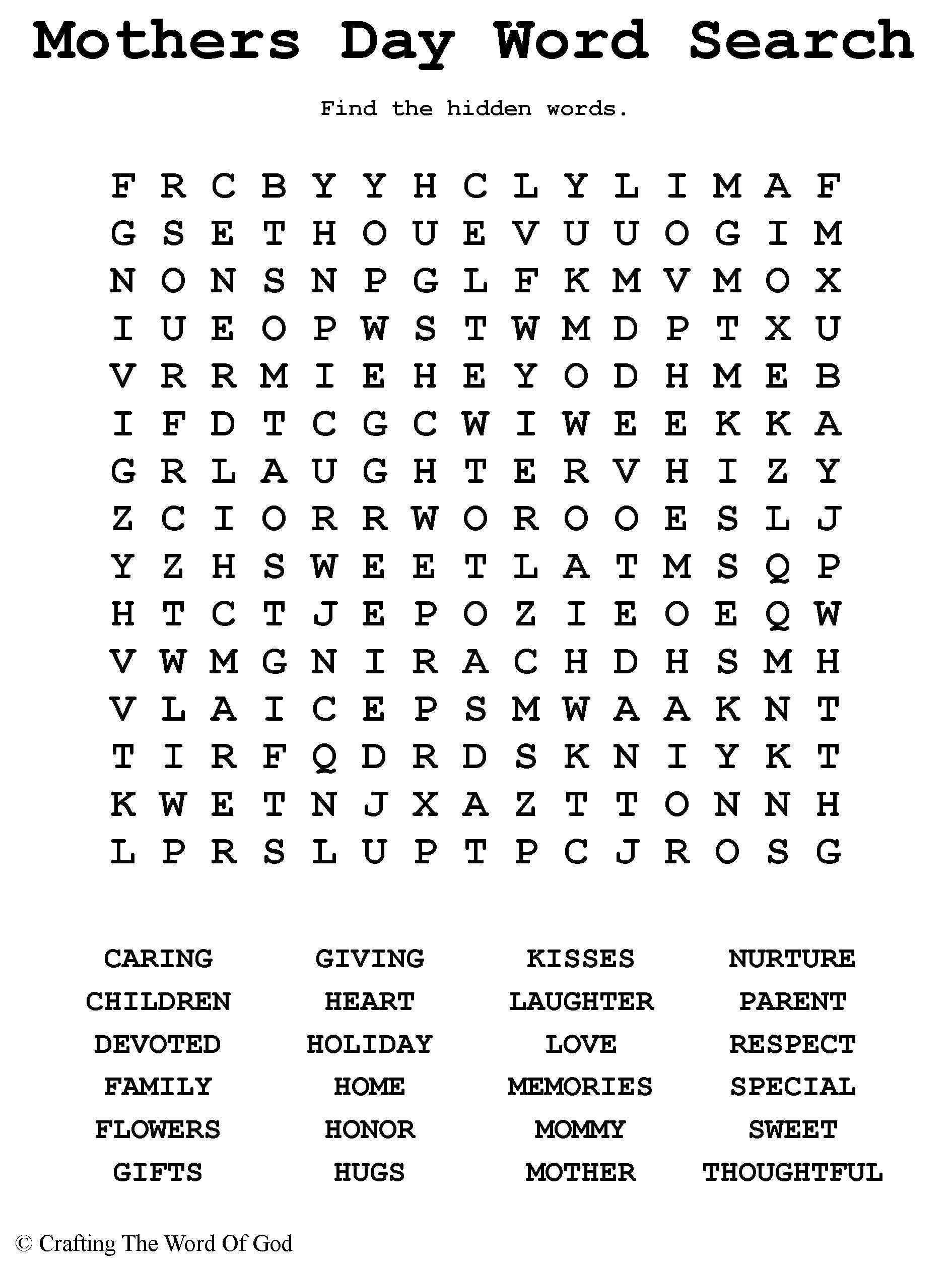Activity Worksheets for Kids Along with Mothers Day Word Search Activity Sheet Activity Sheets are A Great