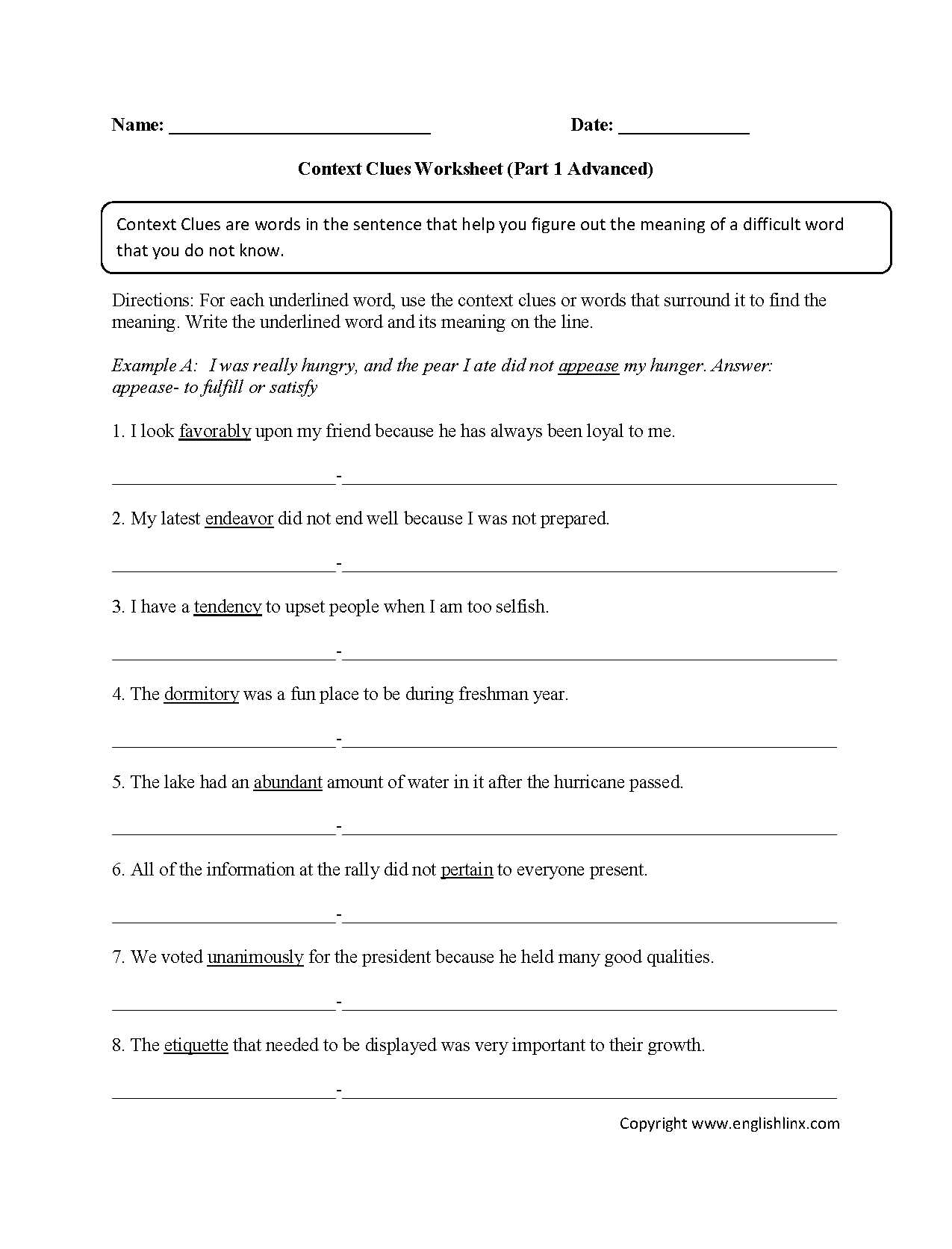 Adverb Practice Worksheets with Context Clues Worksheets Advanced Part 1 Tutoring